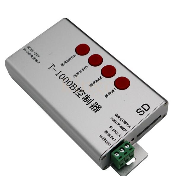 DC5V-24V T-1000B SD Card ws2811 ws2812 ws2812b ws2801 controller for programmable led strip lights max control 2048 pixels