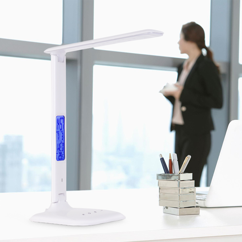 Modern portable office LED desk lamp dimmable smart touch control table light with display