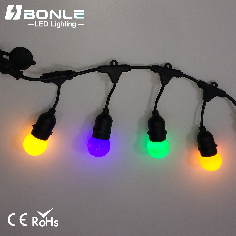Low Voltage Colorful Festoon Lights 10M 20 G50 Rgb Bulb Outdoor Waterproof Belt Garland Lights With Color Led Bulbs