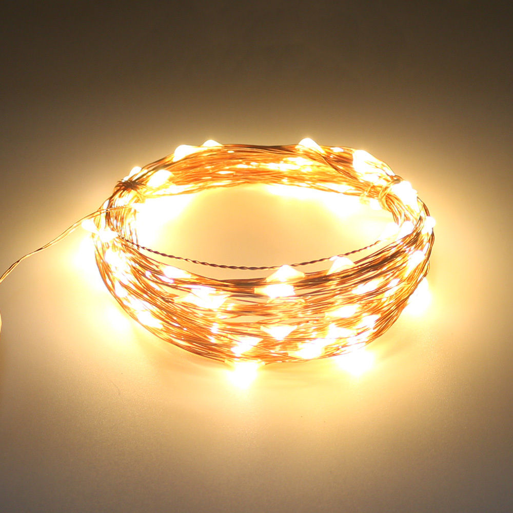 33Ft 100 LED Copper Wire string lights LED Fairy Lights for Outdoor Christmas Wedding Party Decor 12V DC Power Adapter Included