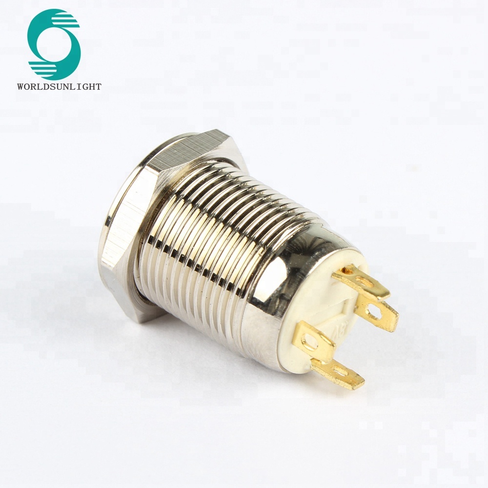 XL12N/FJ-3BR Diameter 12mm DC 3V Blue LED SPST Momentary Mini Metal Brass Nickel Plated Pushbutton push button Switch