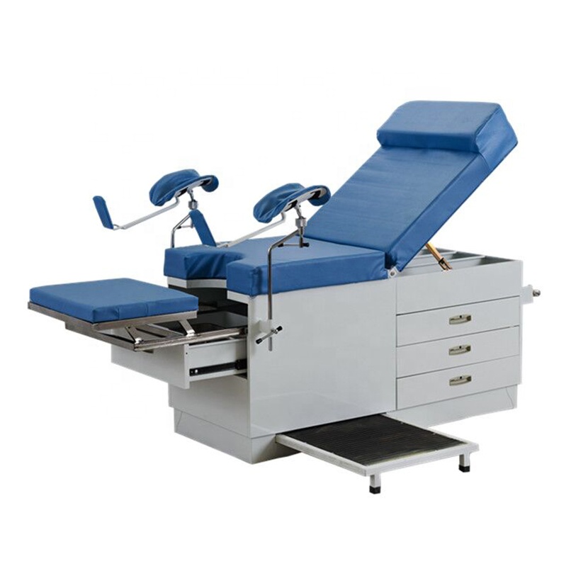 Gynecology and obstetric exam delivery bed with storage cabinet and drawers