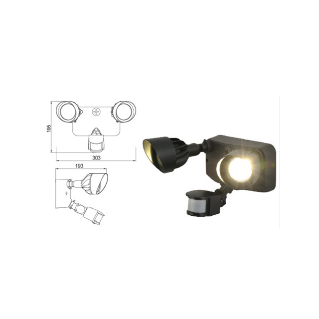 24W LED double heads flood light with sensor hot new products for 2015 (PS-WL38SL-24W)