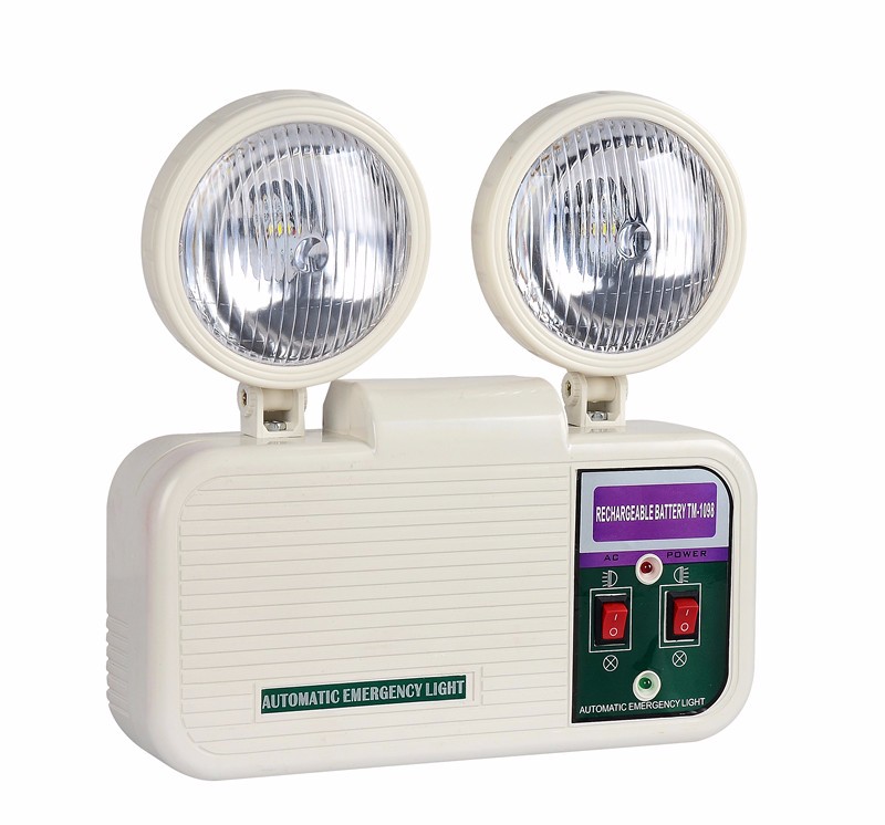 220v 50hz indoor rechargeable plastic body double head fire proof led emergency light