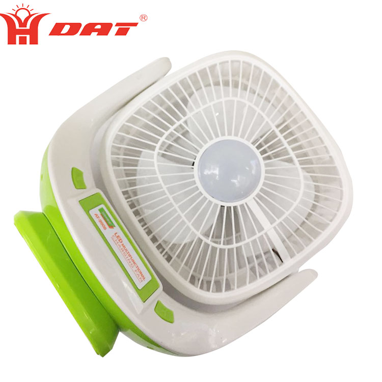 Factory sale electric fan with LED light for home use rechargeable electric fan with USB mobile phone charger function