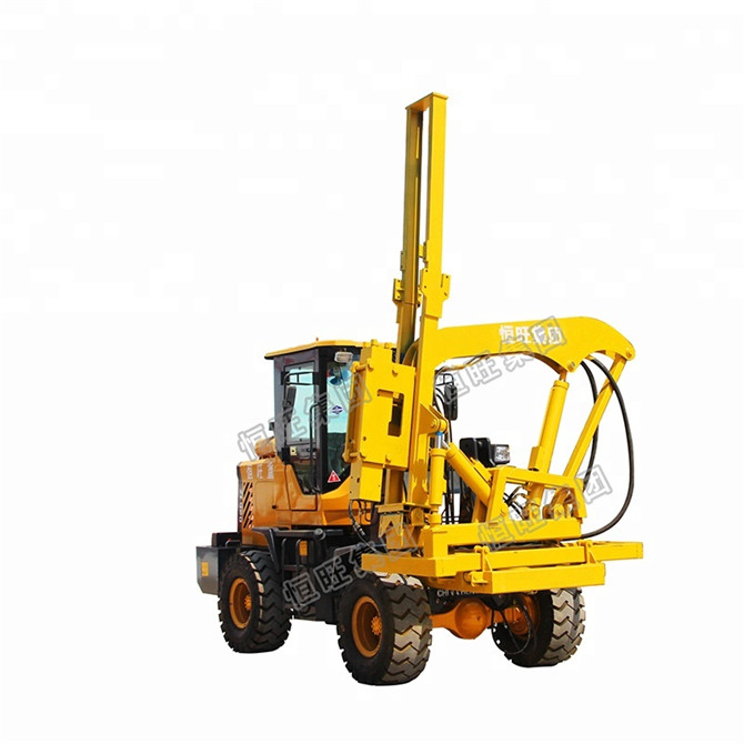 Hydraulic hammer drilling pile driver