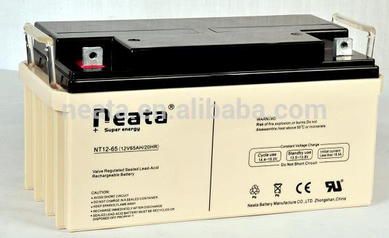 NEATA Maintenance Free Sealed Lead Acid Deep Cycle Solar Gel Battery 12V 65Ah with ISO CE UL ROHS REACH Certificate