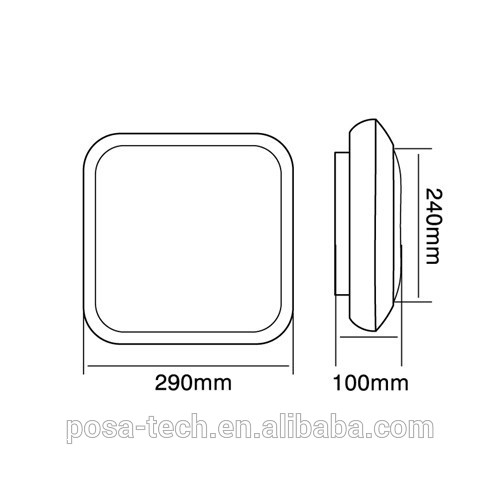 20W smart time, lux, distance adjustable dimmer microwave sensor light square led light (PS-ML22L-D-20W)