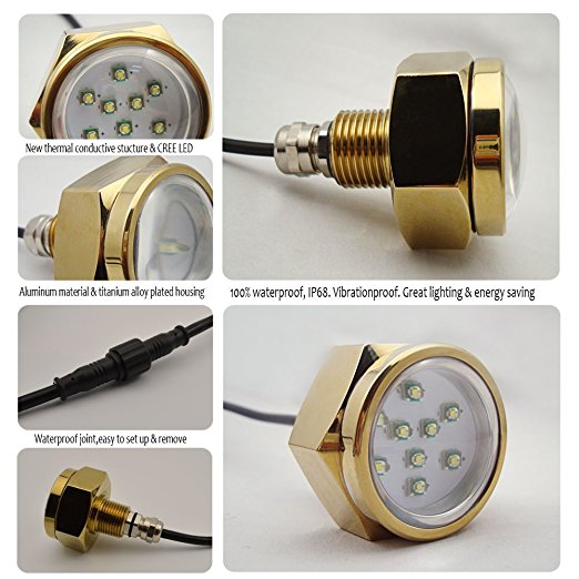 Super Bright Waterproof IP68 Marine RGB Boat Fishing Underwater light yacht light 9 x 3W Drain Plug LED Light