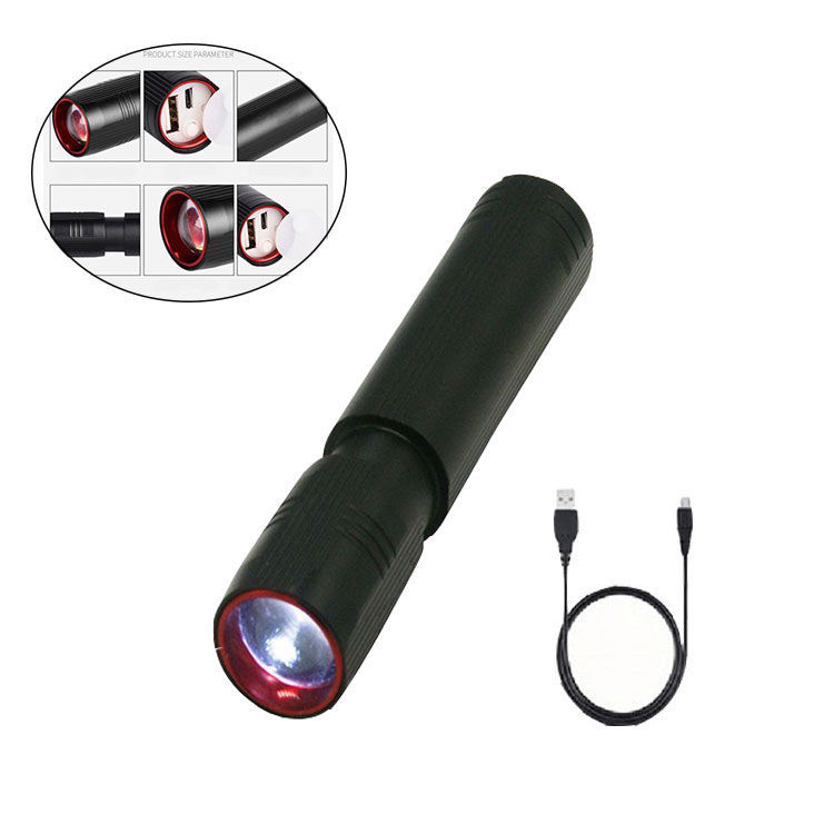 2019 Mini Torch Light Zoomable USB Aluminum Small LED Flashlight