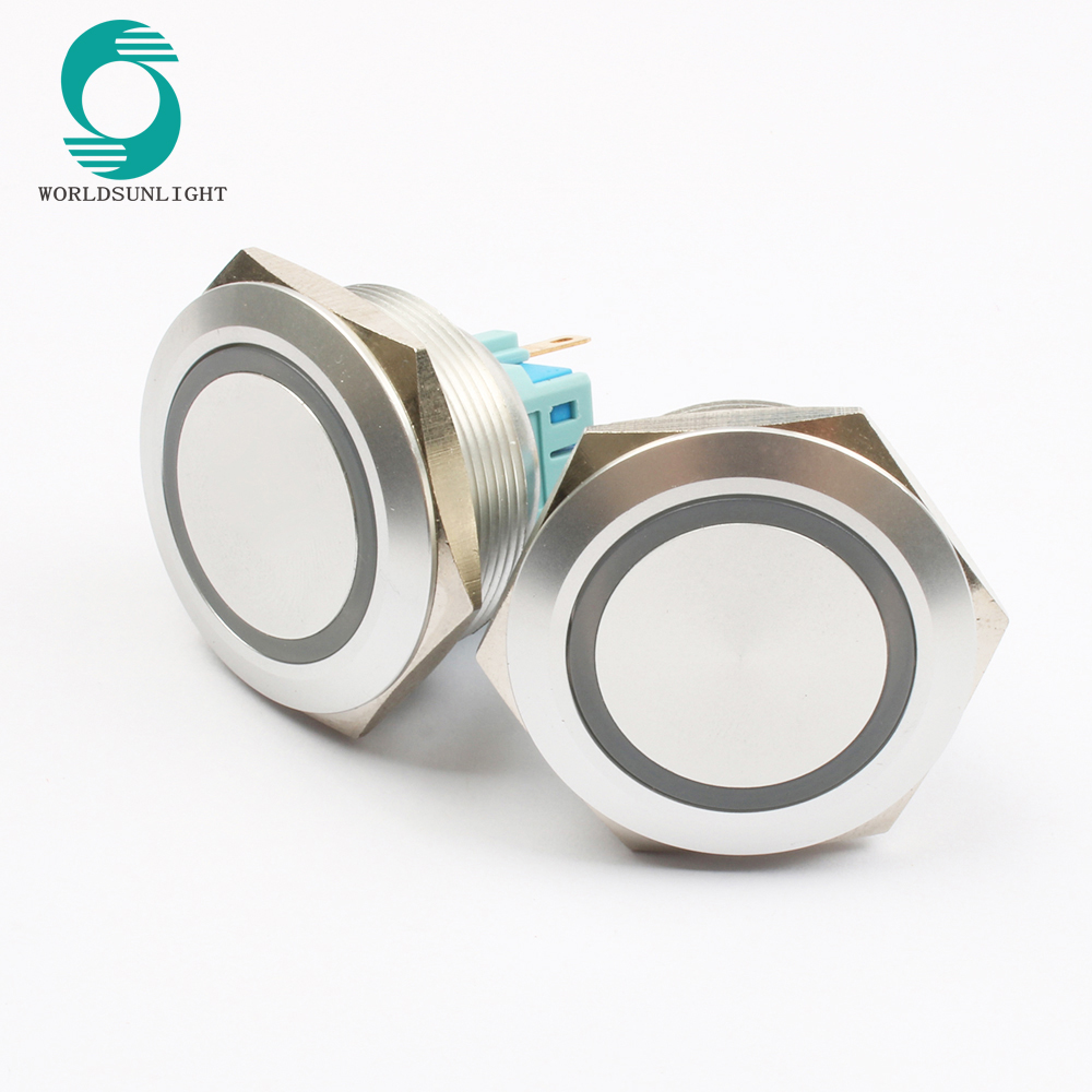30mm 5A momentary illuminated led light type waterproof metal push button switch