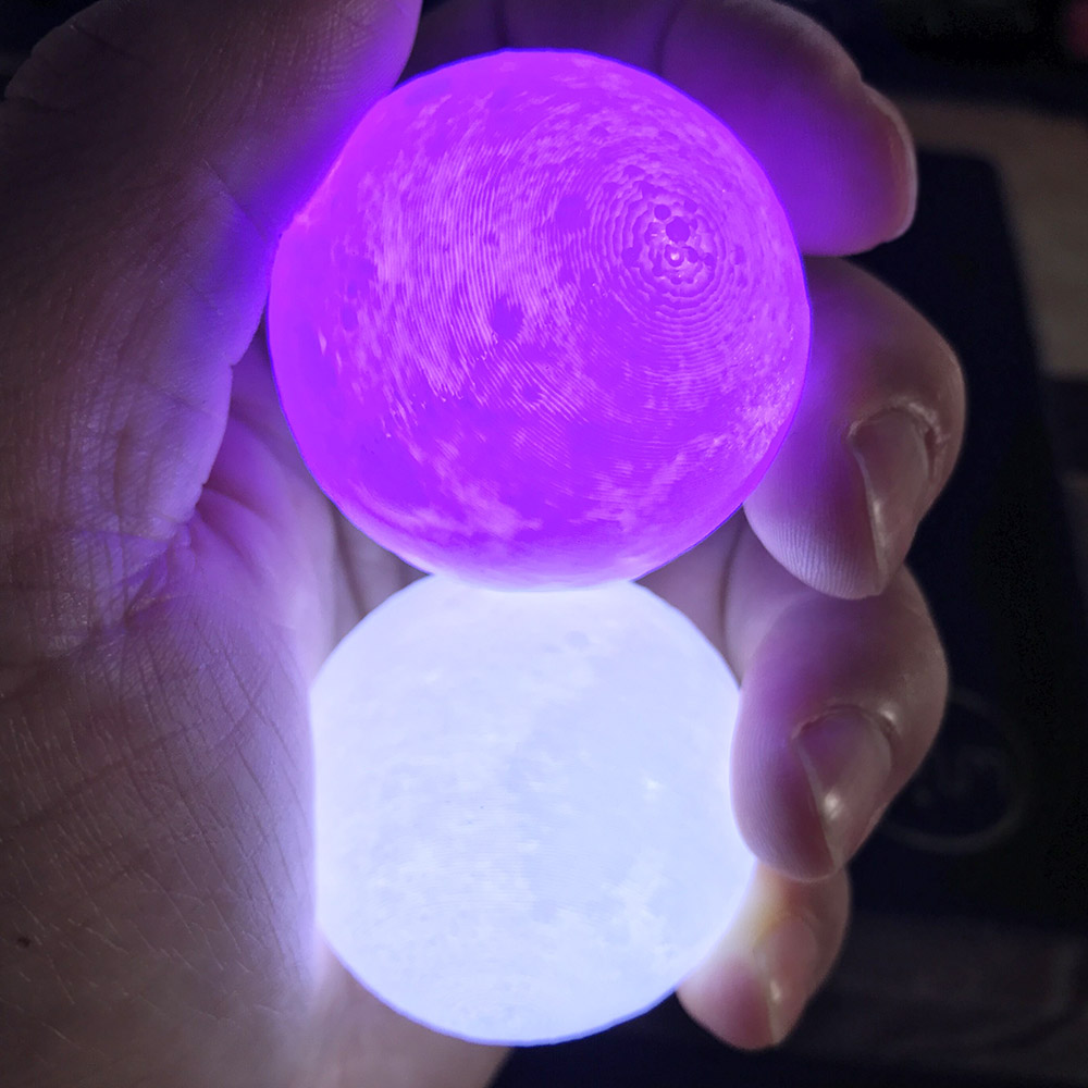 Mini 3D Moon Light Keychain of PLA material for girls on handbag or for kids on school bag