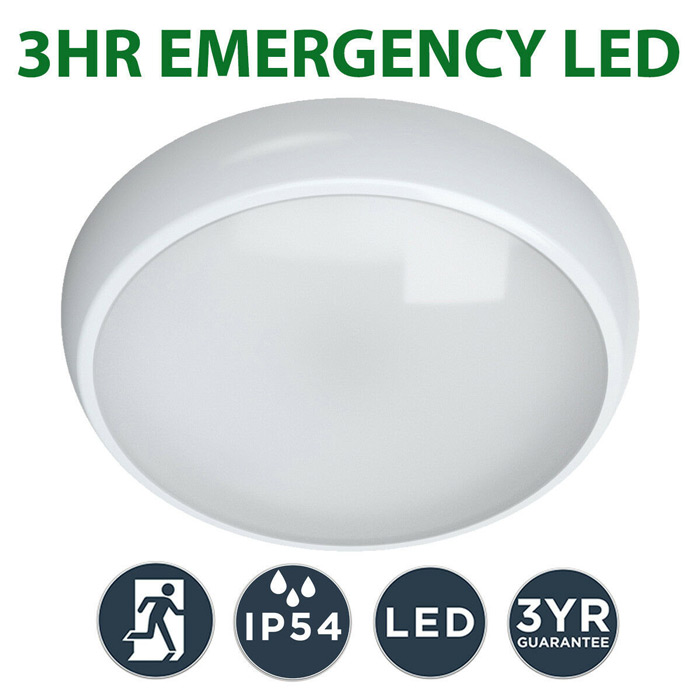 3hr LED Emergency ceiling light Maintained Non Maintained Round Ceiling Bulkhead Light IP54