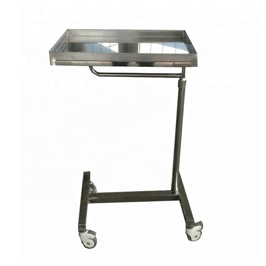 Hospital Stainless Steel Medical Mayo Trolley With Wheels