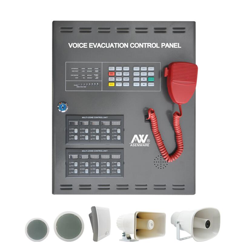 Standalone public audio system evacuation control panel for emergency evacuation