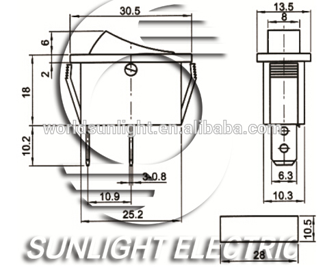 KCD3-101-10 kcd3 ON-OFF 2 pin 250vac 15 amp snap-in on-off rocker switch