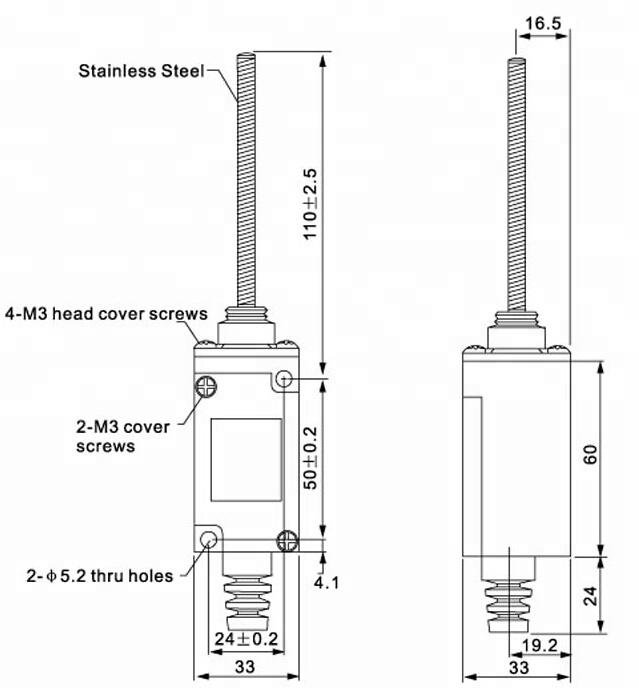 HL-5381 250VAC 10A stainless steel coil spring lever elevator reset limit switch