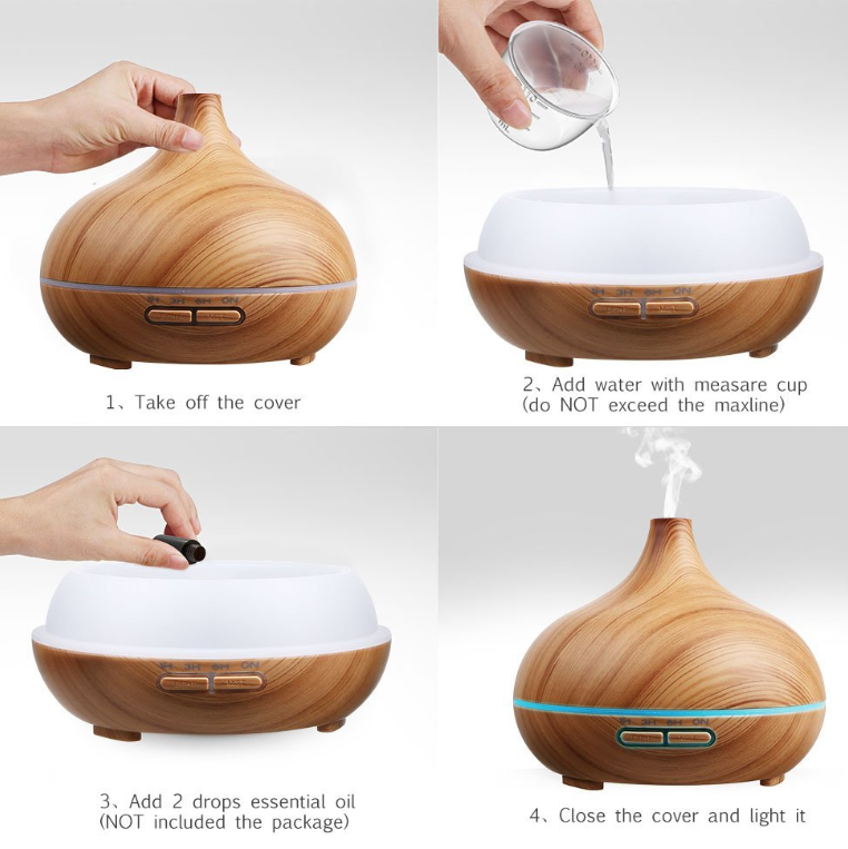 EH804A wood grain essential oil electric room humidifier air purify aroma diffuser