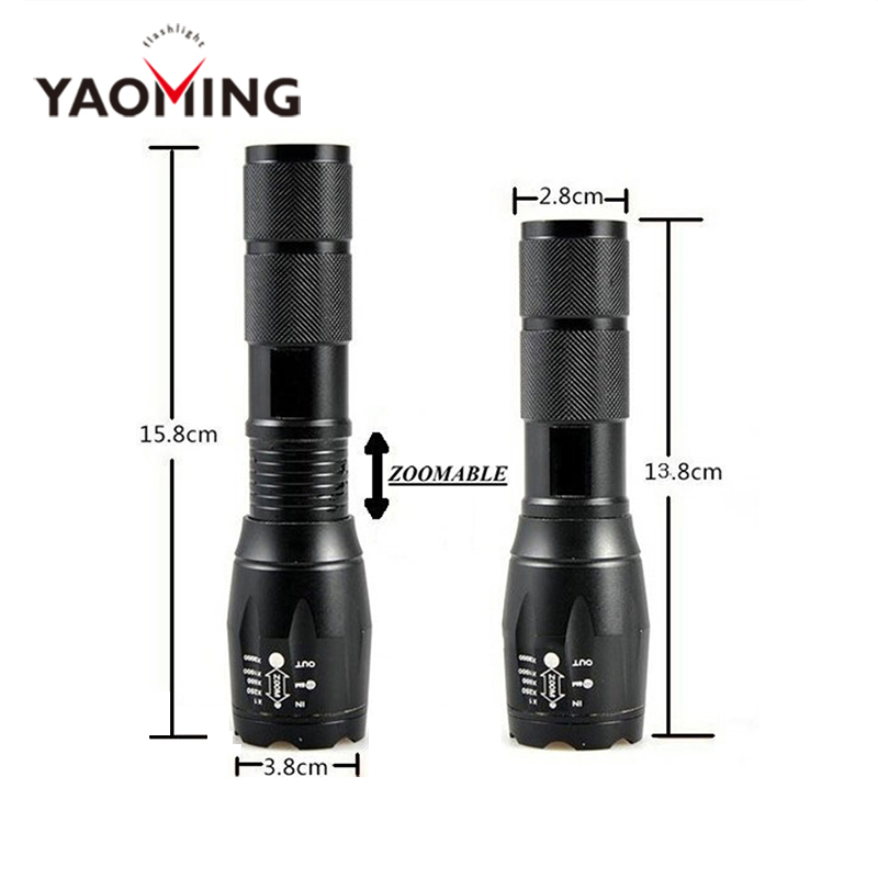 Aluminum XML T6 LED Flashlight Waterproof Rechargeable Zoomable Tactical Light in High Quality for Camping