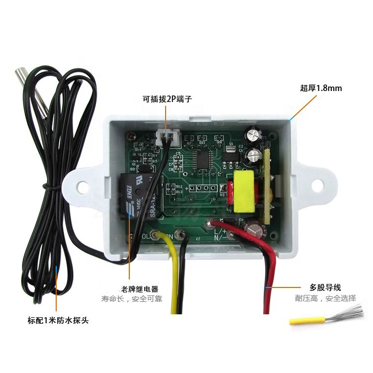 XH-W3001 W3001 DC Temperature Controller Digital LED Display  Thermometer Switch with Probe 12V/24V/220V