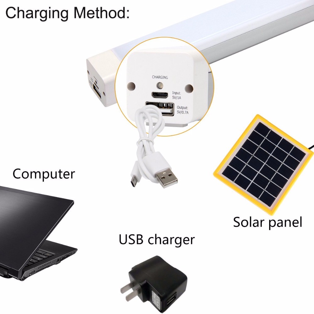 High quality best selling 8W solar power USB charging tube light