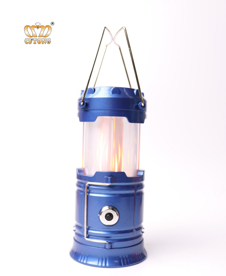 Flame Flash Lantern With Base Light Outdoor Portable LED Camping Lamp