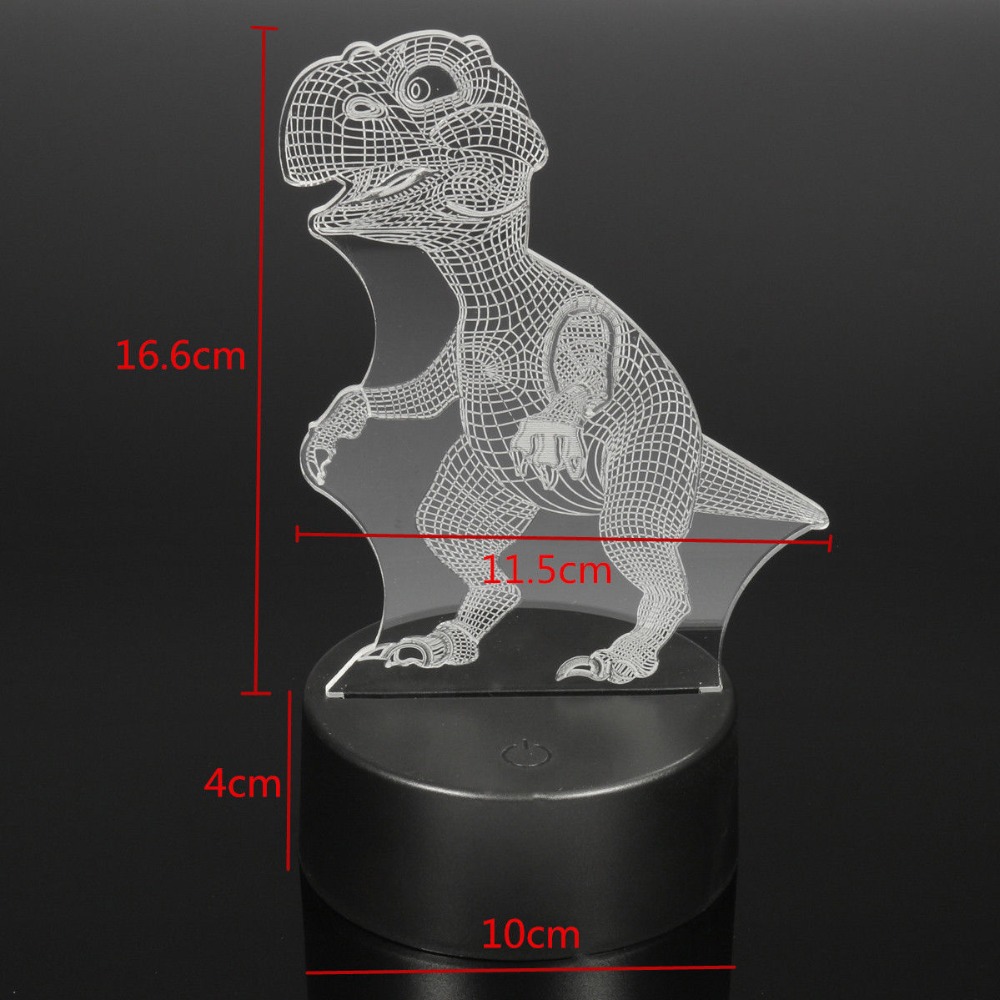 3D Dinosaur LED 7 Color Change Touch Switch + Remote Control Night Light Lamp