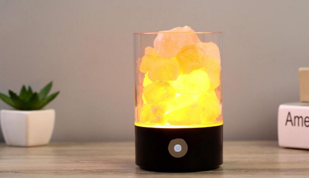 Himalayan Salt LED Night Light, Changeable Color RGB Atmosphere Lamp, USB Plug