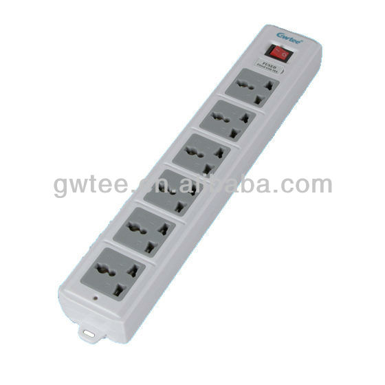 6-way 220v surge protector with fuse