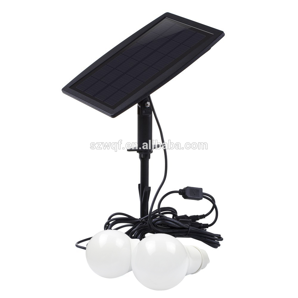 Home energy saving solar panel lighting kit with two bulbs