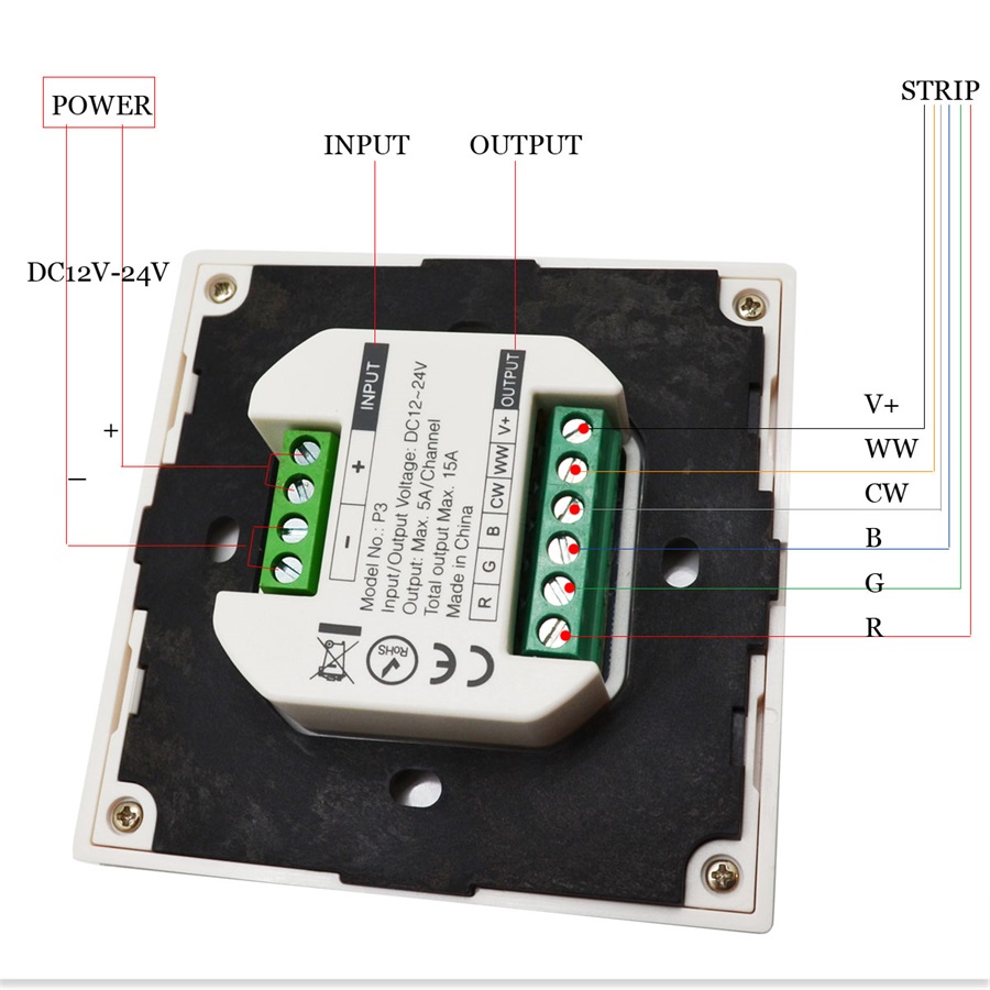 DC12-24V 15A RGBW LED Smart Touch Panel Controller