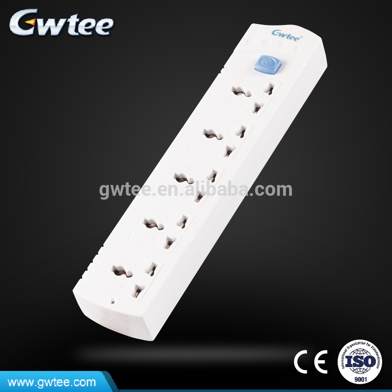 Hot selling 2016 Gwtee multiple outlets 5 gang extension socket GT-6113