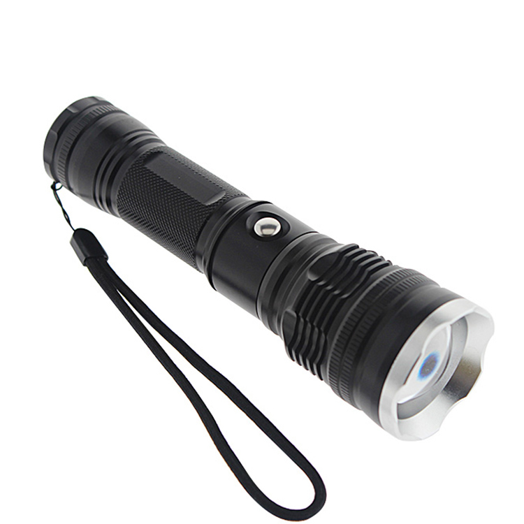 Super bright Rechargeable t6 led torch middle switch zooming led flashlight