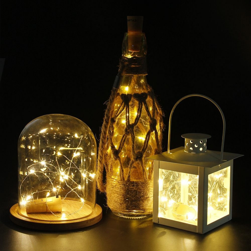 Warm White Wine Bottle Lights 2m 20leds Battery Strip Light Decor Rope String Lamp,Copper Wire Fairy Lights for Wedding Party