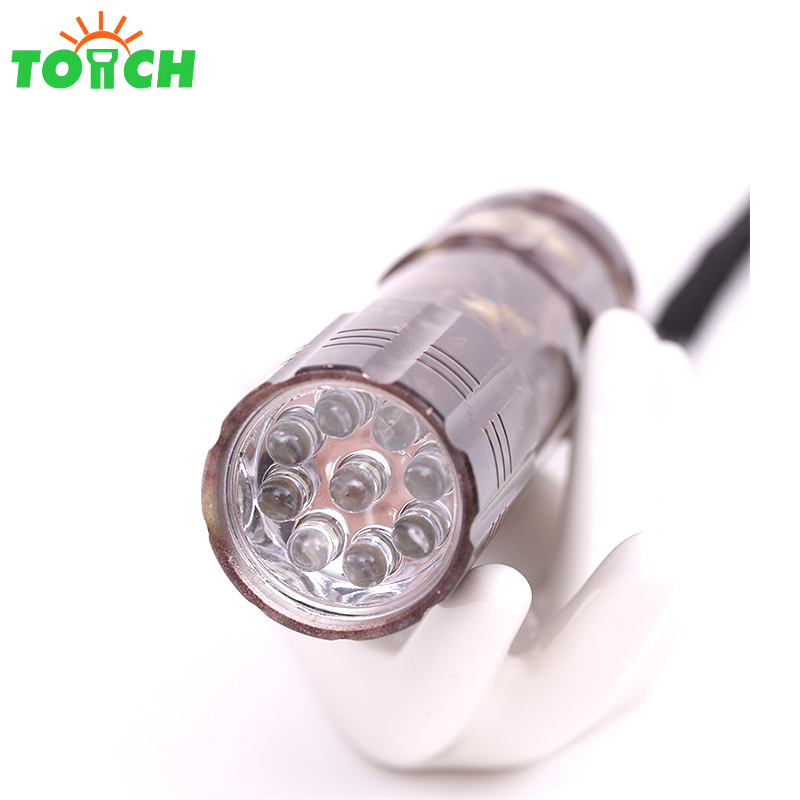 Customized logo color package 9 led flash light mini military torch