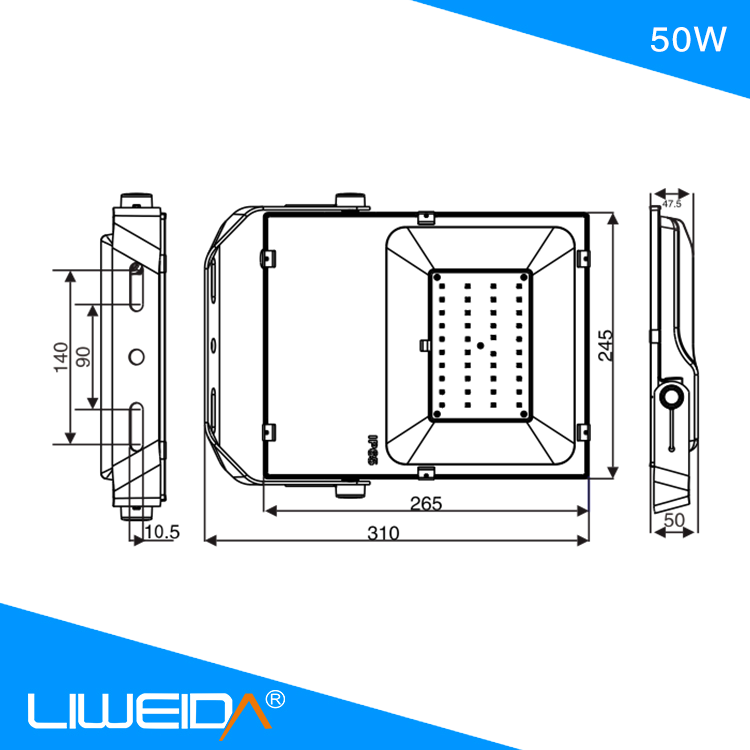 IP65 waterproof Outdoor Building Lighting Die cast aluminum 50w led flood light for outdoor lighting