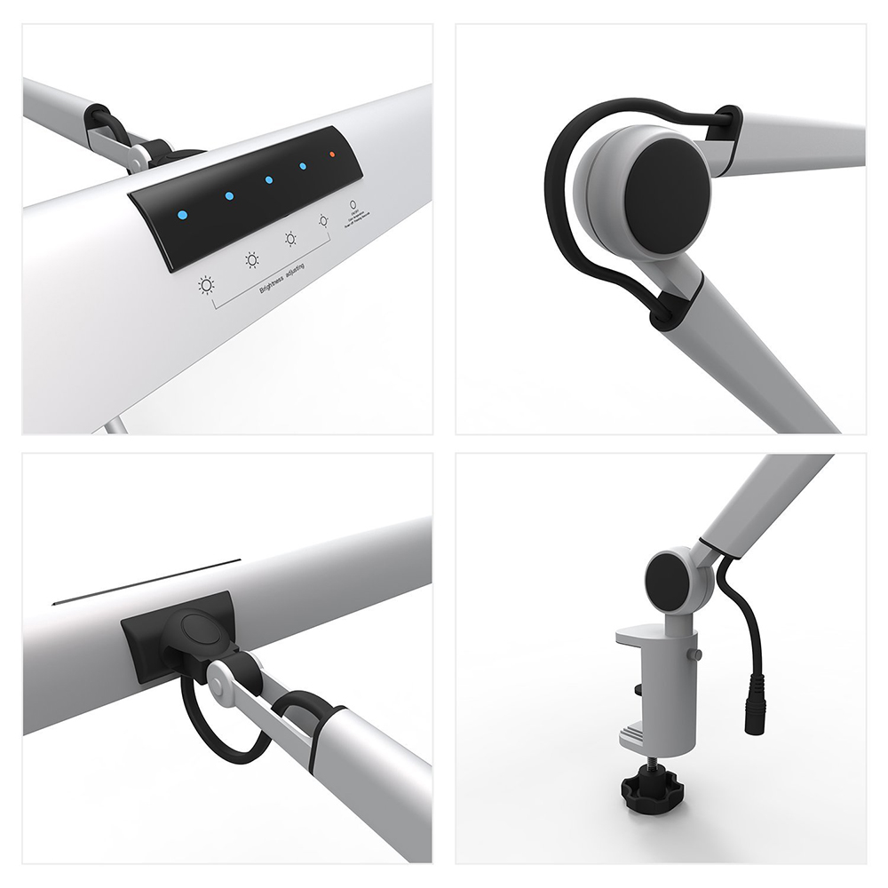 1100Lumen Bi-color Dimming Eye Protection Adjustable Arm Beside Reading Working LED Desk Lamp with Clamp