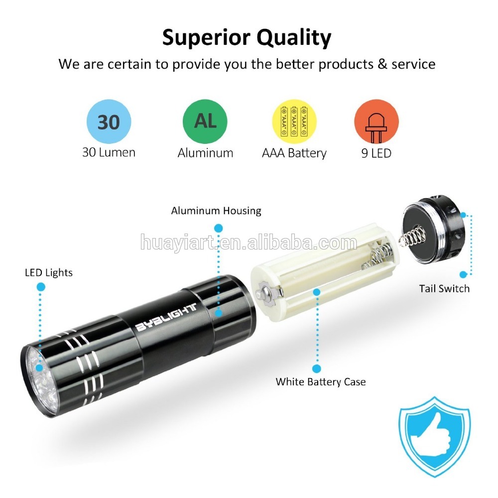 Super Bright Cheaper 9 LED Mini Aluminum Flashlight