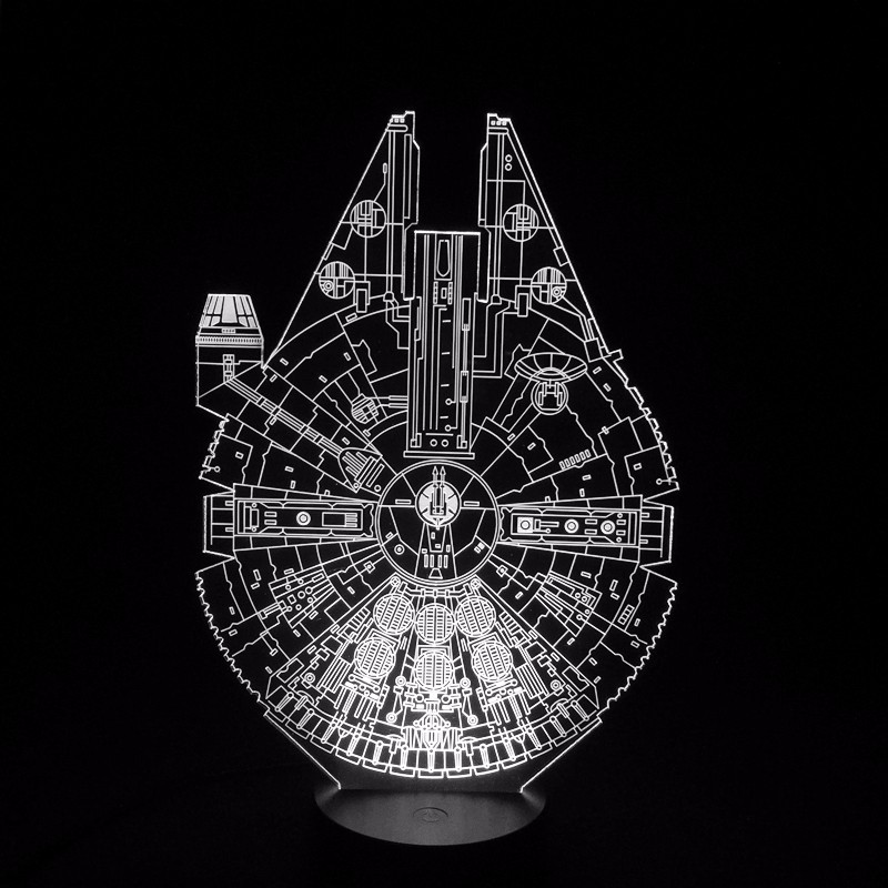 New disinged multicolor changing night lamp acrylic Millennium Falcon 3d Led Night Light