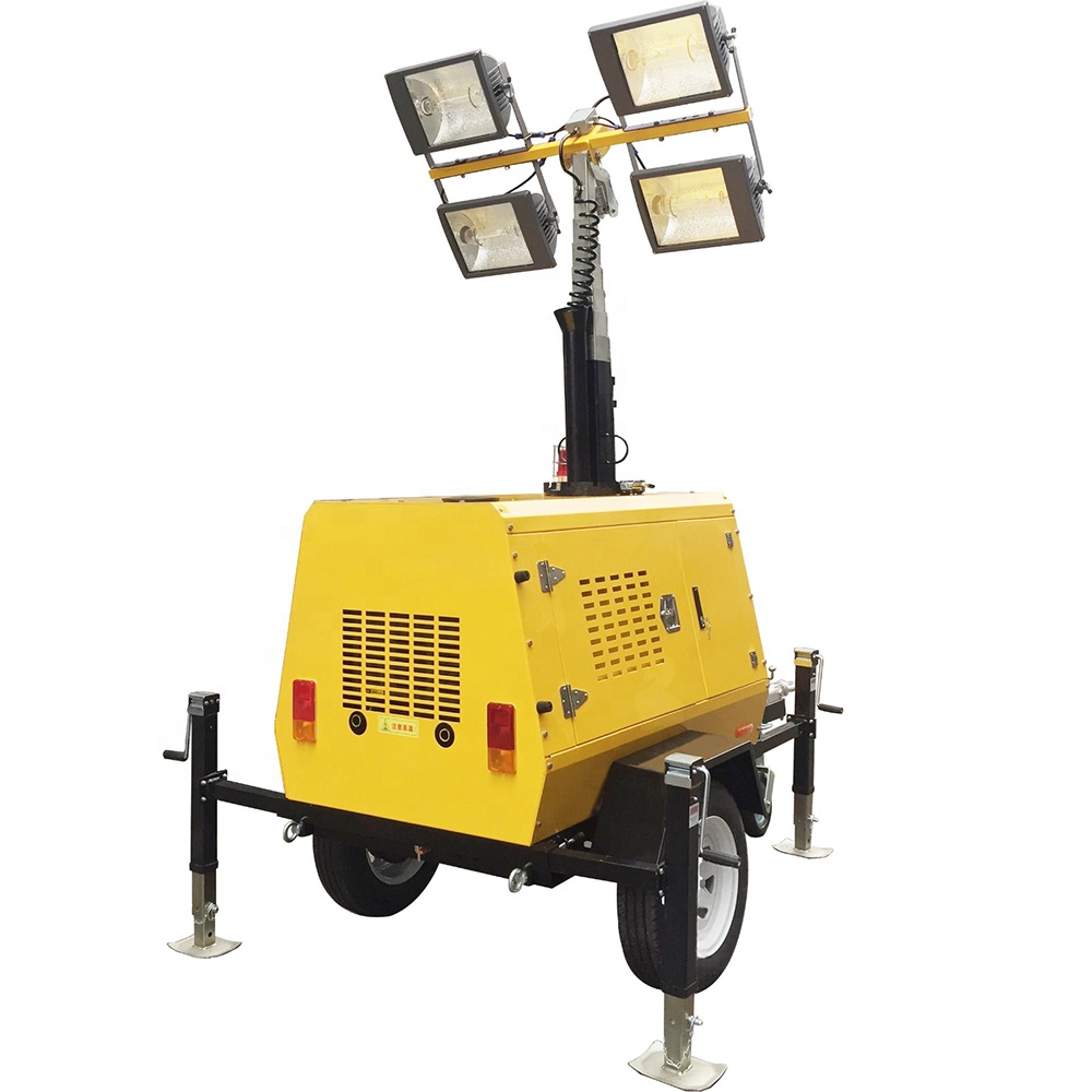 4*1000w 9m portable mobile led light tower