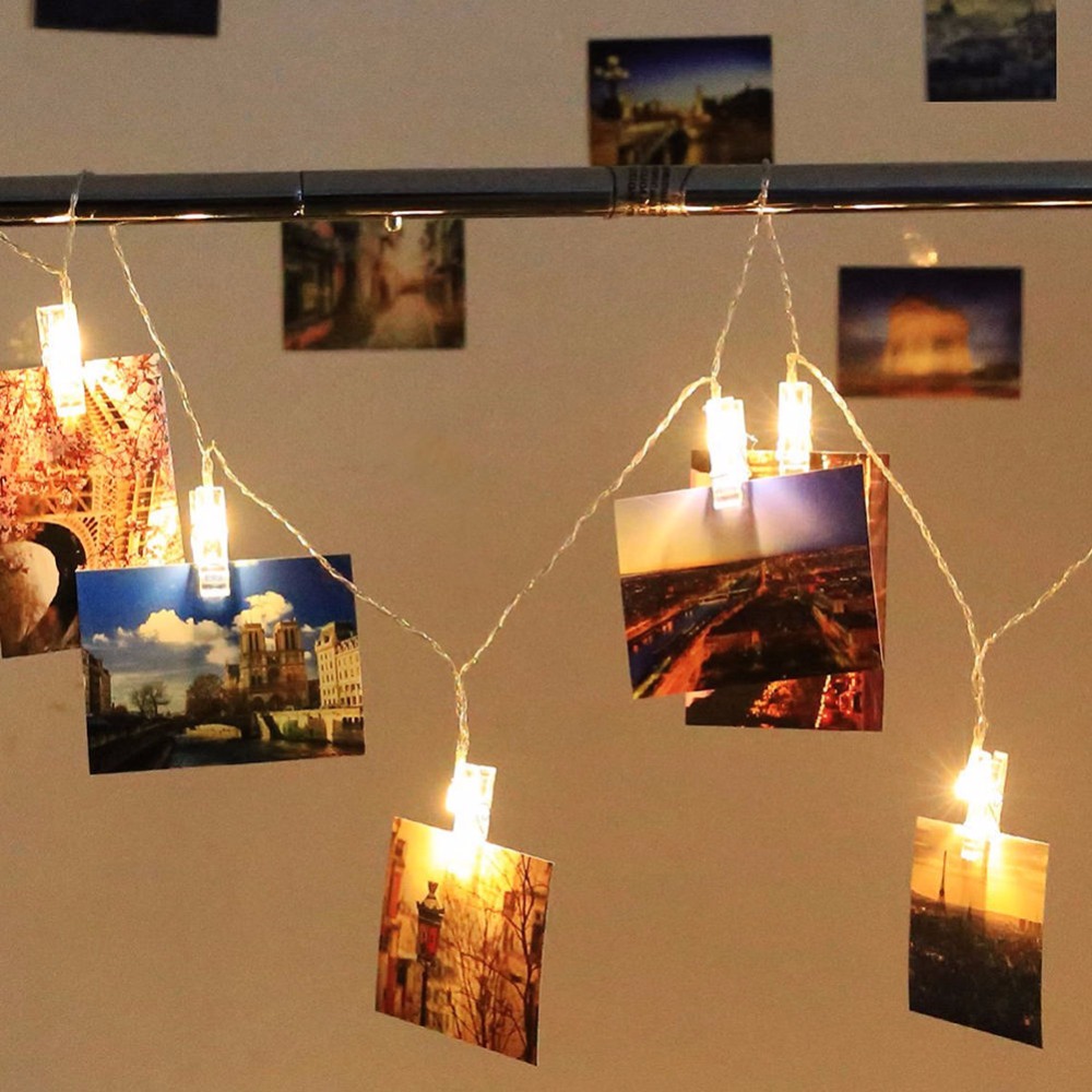 Hand made led photo clip string lights flash holiday festival decorative string light window dressing battery operated