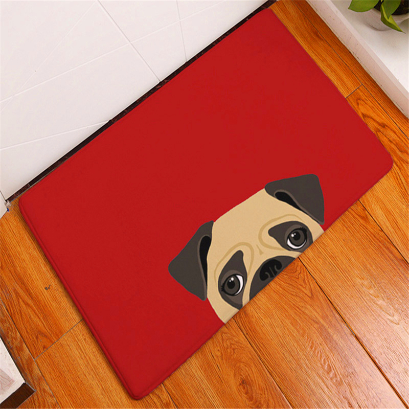 New Floor Mat Cartoon Pugs Dogs Printed Bathroom Kitchen Carpet Home Doormat Outdoor Rugs Living Room Floor