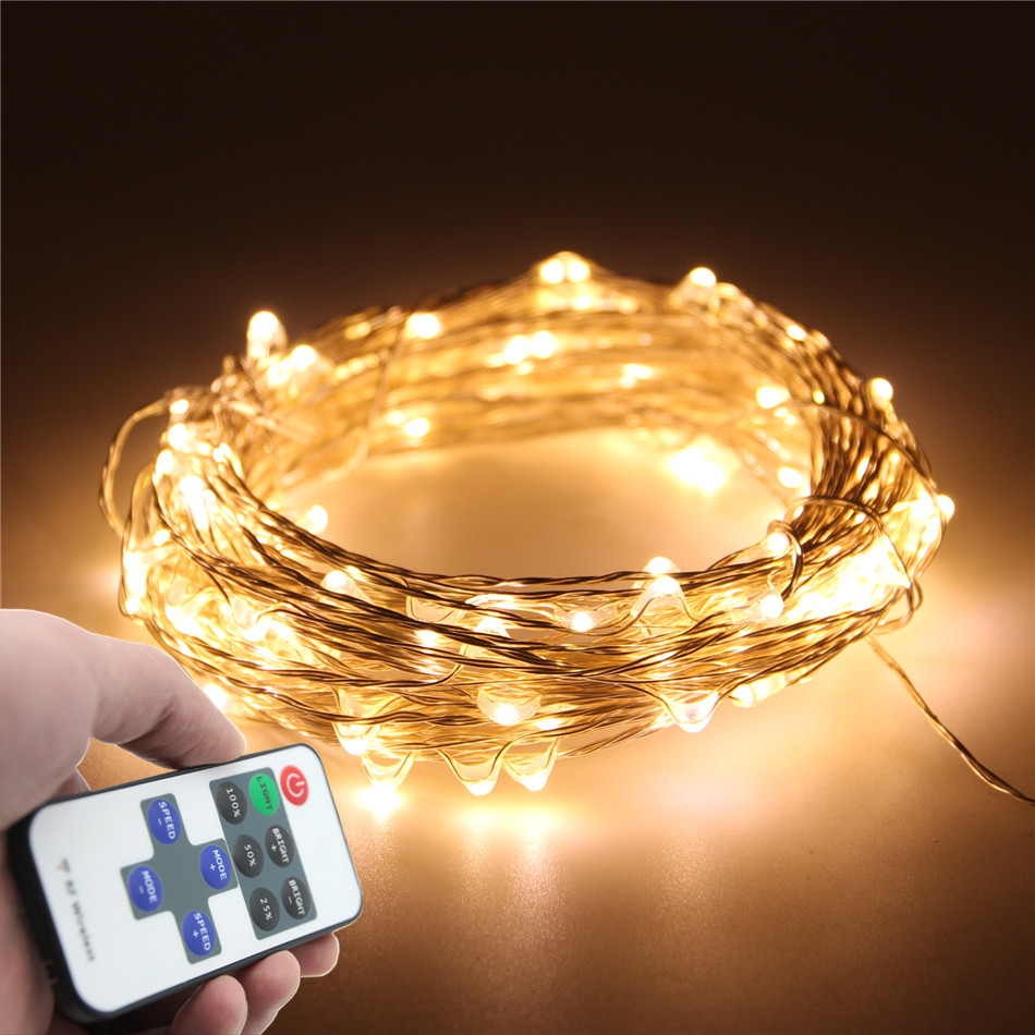 Christmas Wedding Party RF Remote 10M 5M 33FT Waterproof 5V USB LED String Silver Copper Wire LED String Fairy Lights