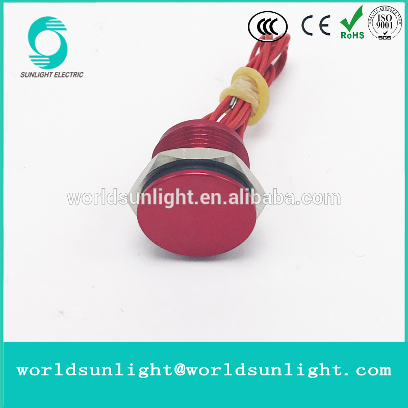 WS226F1NOM IP68 22mm Red anodized Flat operator Flyingleads 200mA 24VAC/DC Normally open Momentary piezo switch