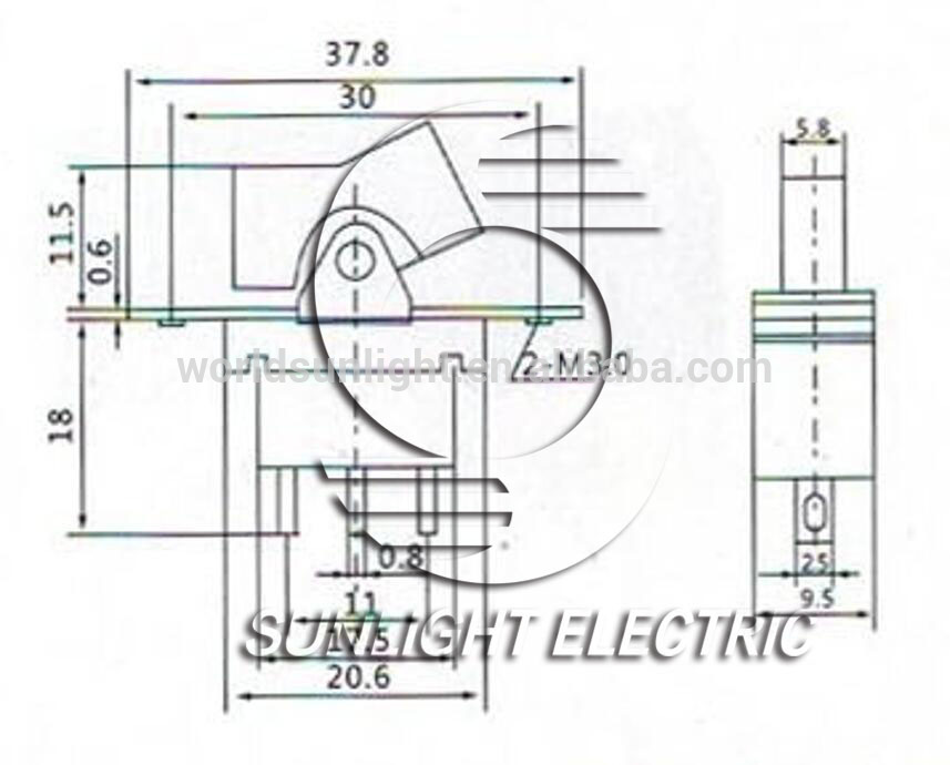 KND2-1X2 2A 250VAC ON-ON rocker type panel mount toggle switch