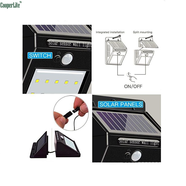 CooperLite LED Wall Mounted Motion Sensor Light Solar Lights For Outdoor