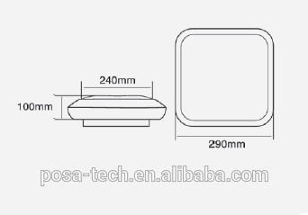 China supplier IP66 waterproof microwave motion sensor led ceiling light dimmable with emergency (PS-ML22LE-D)