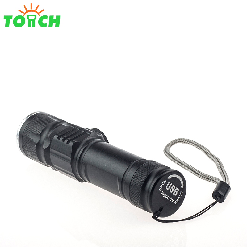 Mini Led Rechargeable Torch Lights Usb Zoomable Night Emergency Flashlight for Gift Promotional