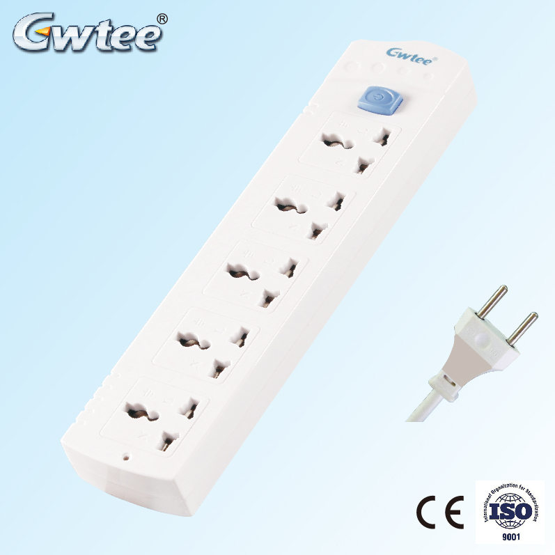 Universal electrical plug and socket, surge protector