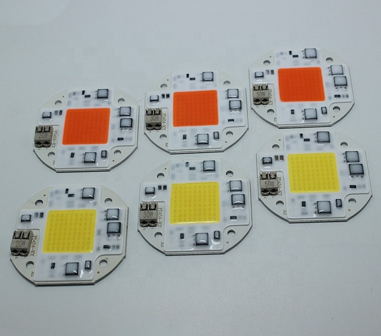 White Color, Full Spectrum 20W 30W 50W High Power AC 110V 220V 230V Driverless Cob/DOB Led chip